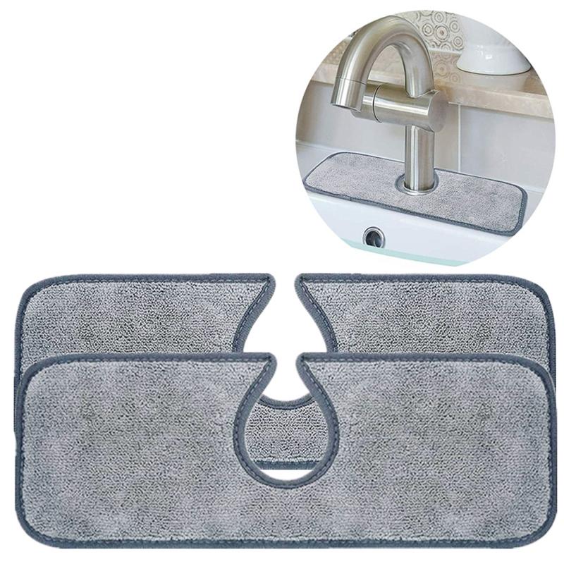 2/4pcs Microfiber Faucet  Absorbent  Pad, Wrap-around Design Kitchen Sink Water Drying Pad Bathroom
