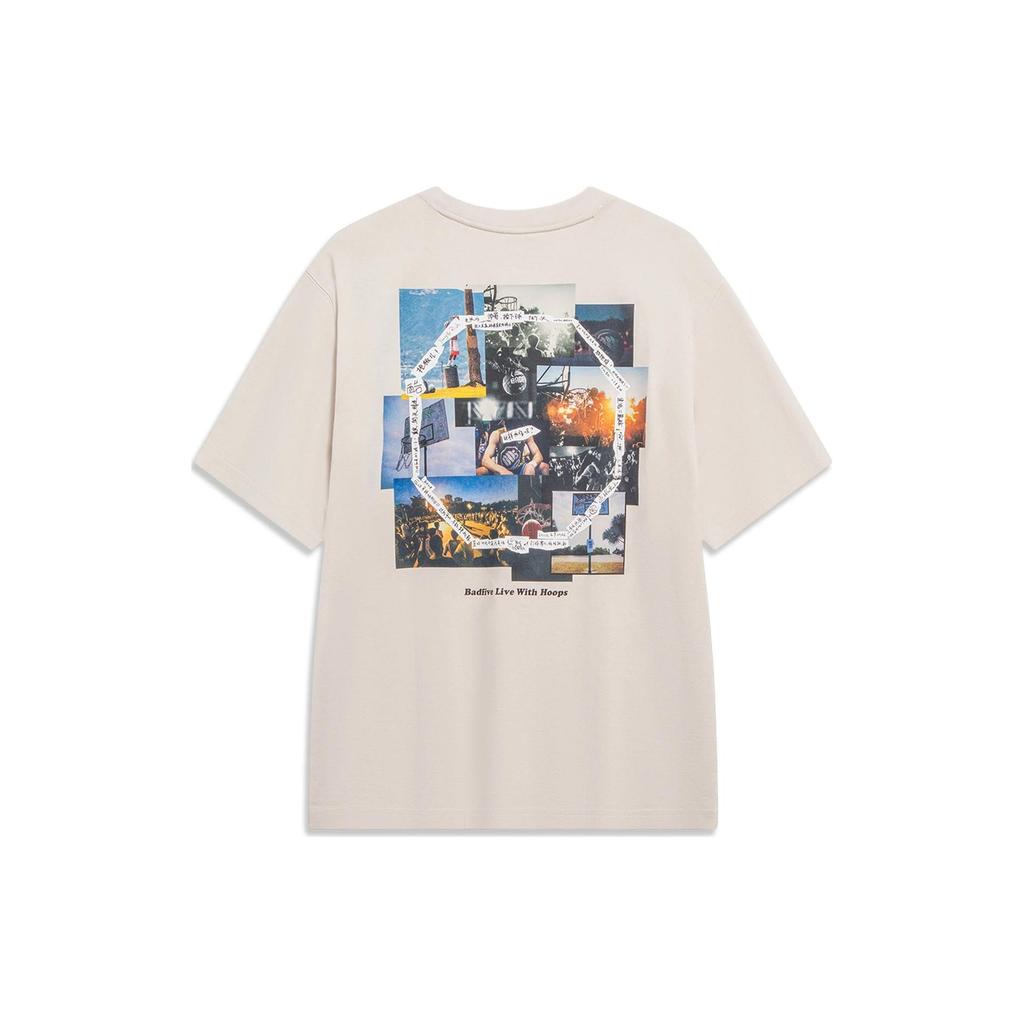 Li-Ning BadFive Live With Hoops Graphic T-shirt 'Beige' Men's AHST281-3