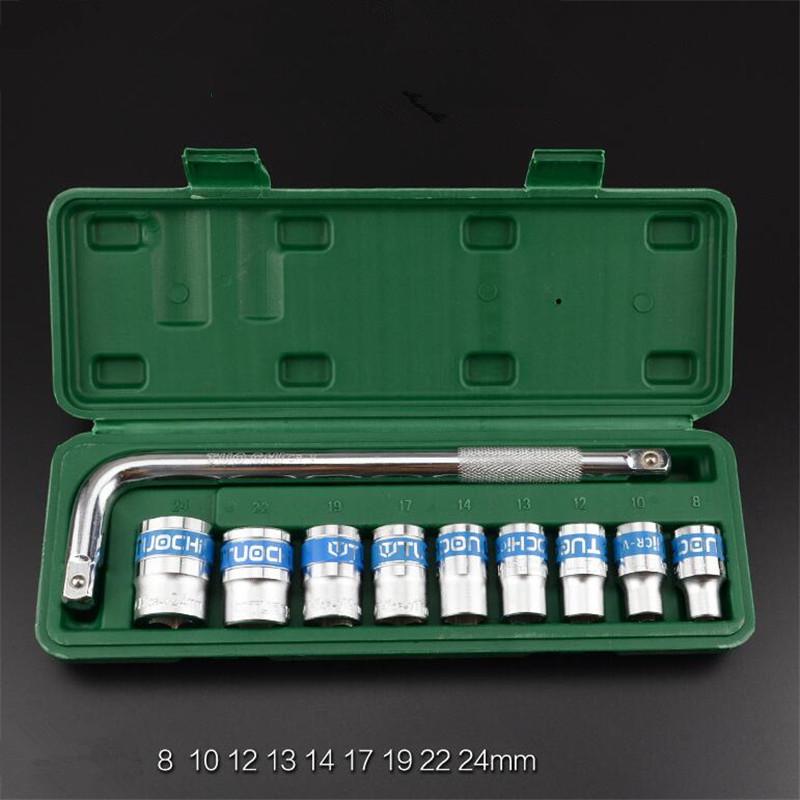 10Pcs Gear Lock Sockets Wrench Set Auto Repair Tool Toolbox Suit 8-24mm