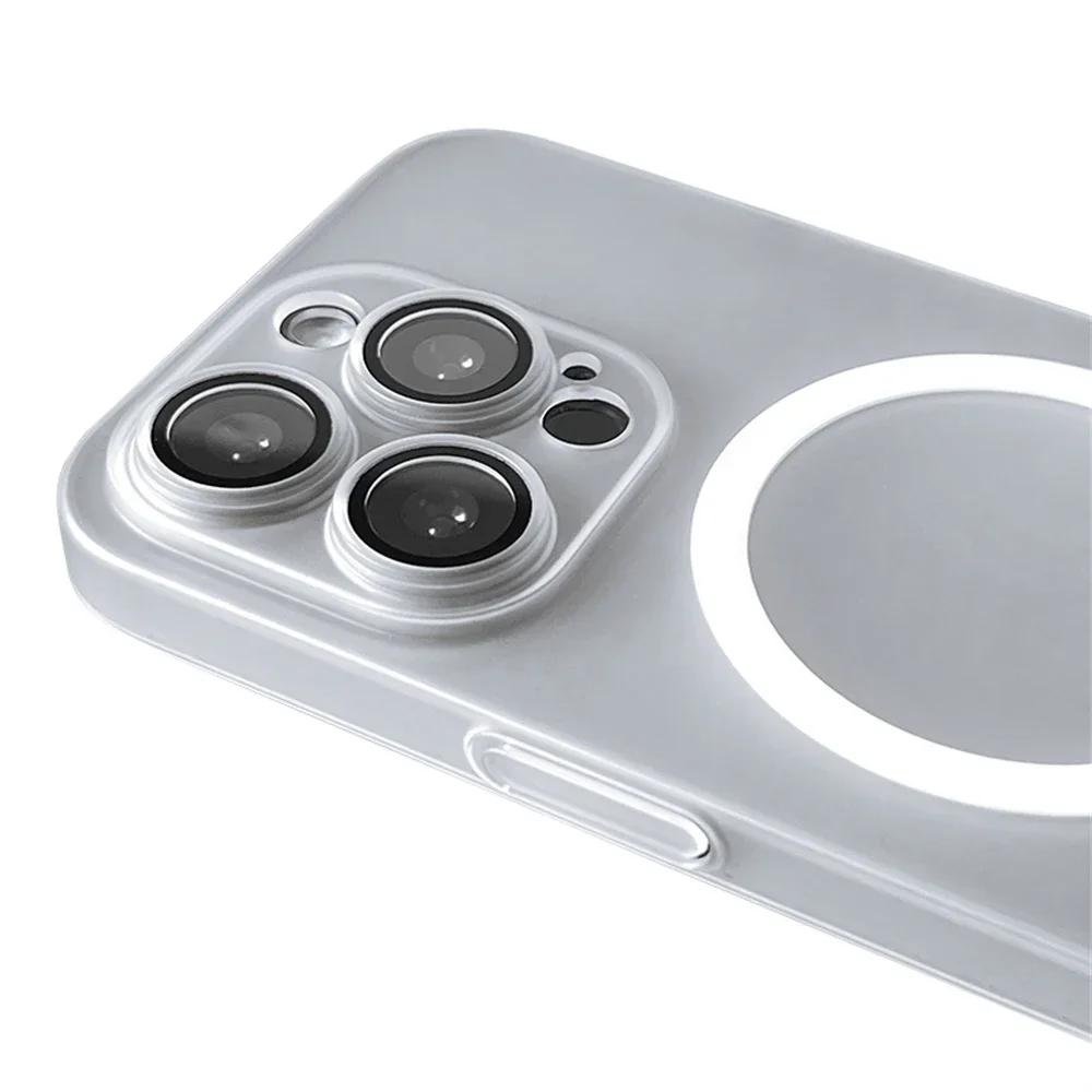 Ultra Thin Matte Hard PC Lens Protection Case For iPhone 17 16 15 14 13 12 Pro Max For Magsafe Magnetic Wireless Charge Cover