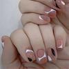 24Pcs Red Sweetheart White Checkerboard Press On Nails Removable Fake Nail Tips Art Acrylic Manicure
