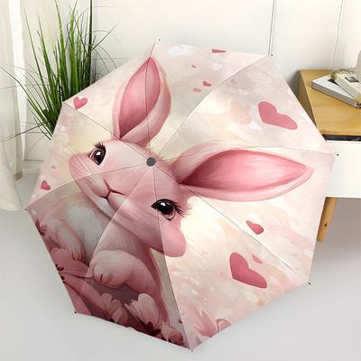 1pc Rabbit Flowers Umbrella Automatic Open/close, 8-Rib Durable Frame, Compact Folding Design, Ideal Birthday/Holiday Gift 1119A