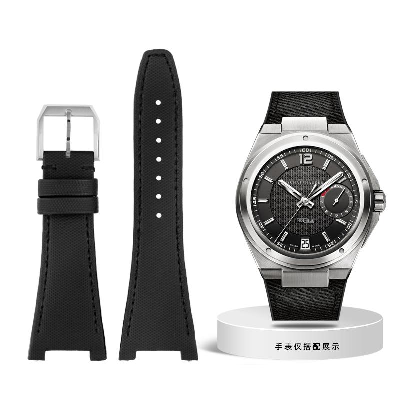 Nylonowo-skórzany pasek do zegarka IWC Engineer z wycięciem Pasek IW500501 IW378507 IW322703 Seria Czarny Sportowy płócienny pasek do zegarka
