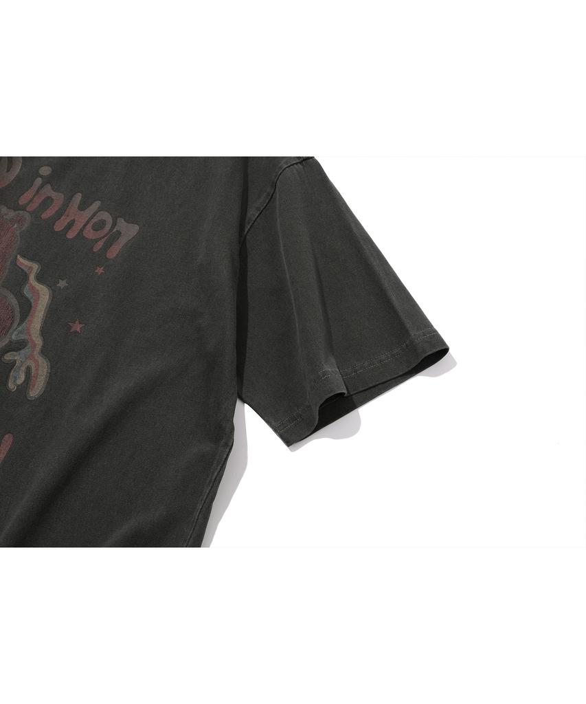 CPGN STUDIO Honey Teddy Pigment Short Sleeve T-Shirt Smoke Black