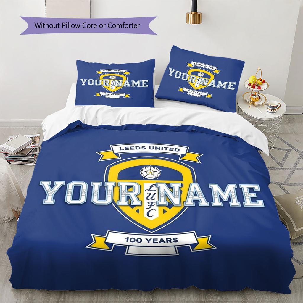 Leeds United Custom Name Pattern Bedding,Quilt Set Quilt Cover Pillowcase Home Birthday Gift(1 * duvet cover + 2 * pillowcase, without core)