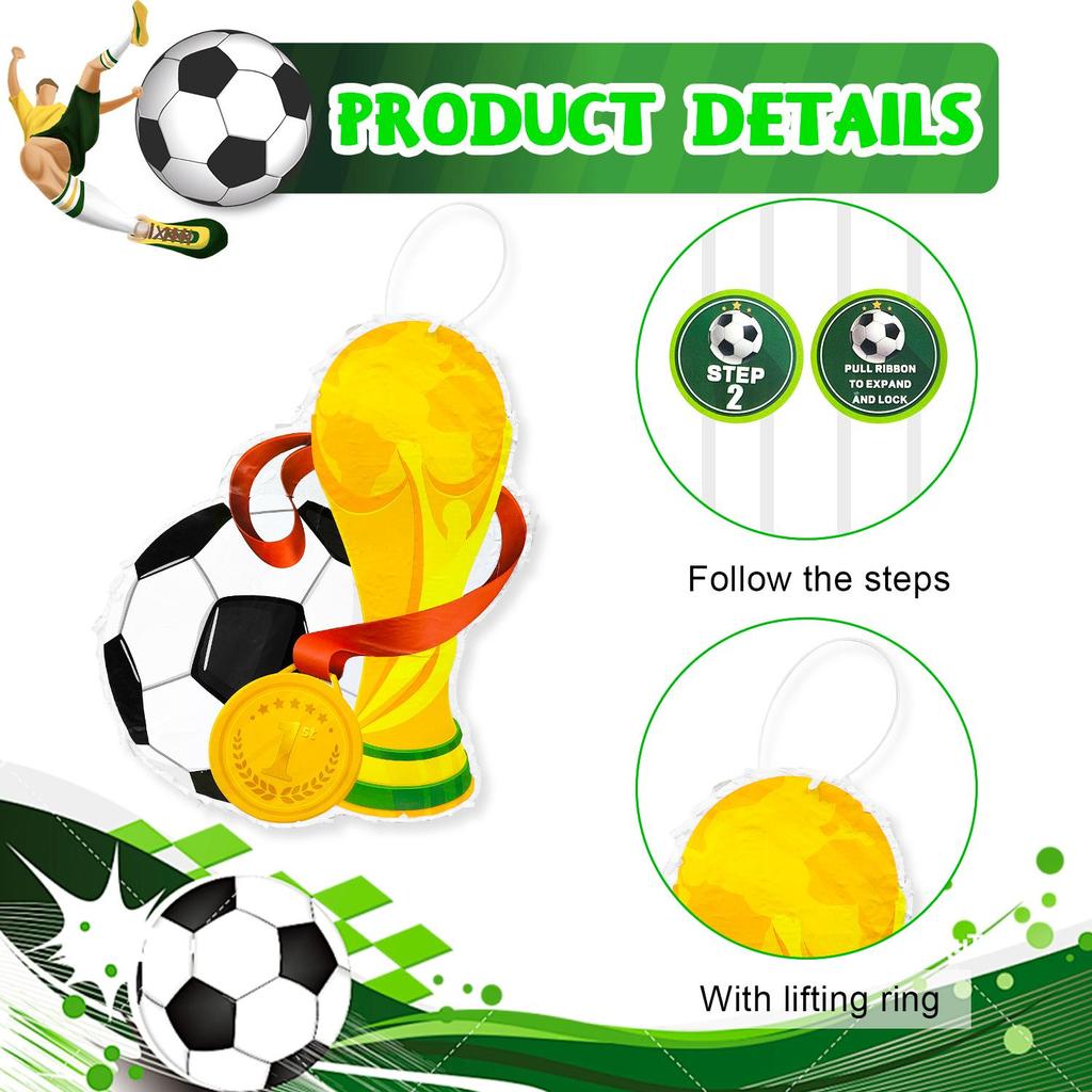 Soccer Ball Pinata, 4 Pcs Soccer Pinatas Bundle - 15.1'' Soccer Theme Piñata, Soccer Party Pinata Stick Etc Sports Pinata Supplies