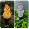 LED Decorative Lawn Ornament Solar Snowman Pathway Lights, Outdoor Waterproof Ground Stake with Resin Landscape Lamp Light, Garden Light for