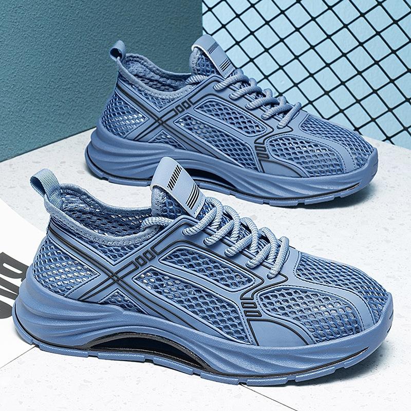 Men's Shoes Hollow Breathable Mesh Shoes Outdoor Casual Sports Shoes Men's Summer Height-increasing Thick-soled Trendy Shoes