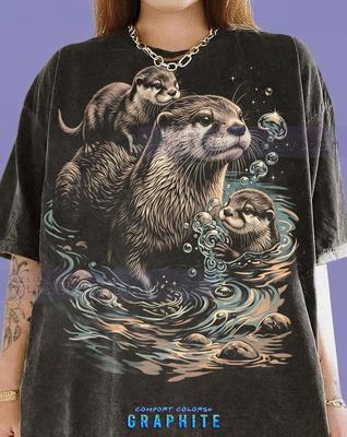 Sea Otter Otter Animal Lover Wildlife Nature Comfort Colors® Tshirt, Marine Life Retro 90s Vintage Style Cute Water Animal Tee