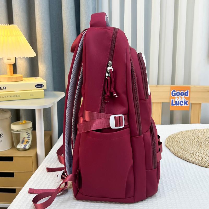 Junior High School Student Schoolbag Letter Print Large Capacity Backpack Men Women Color Contrast Backpack