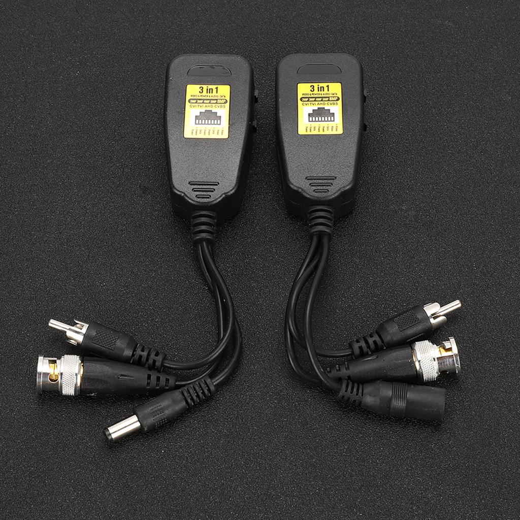 2Pair 3 In 1 PowerVideoAudio Balun Connector Transmitter 8MP CVi AHd TVi CVBS