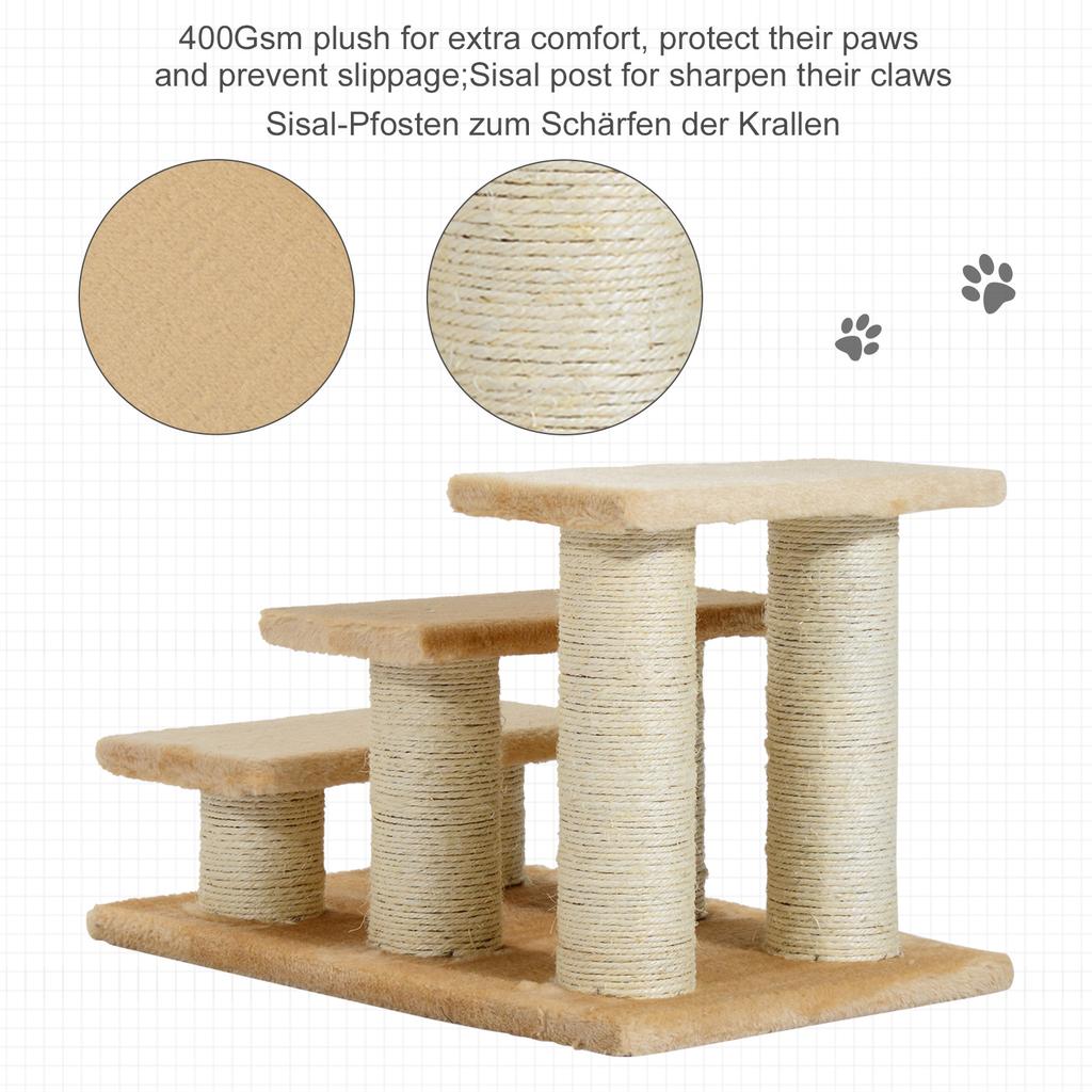 Pet Stairs 3-step Pet Ladder Cat dog Stairs Climb Ladder Cat Tree, Beige