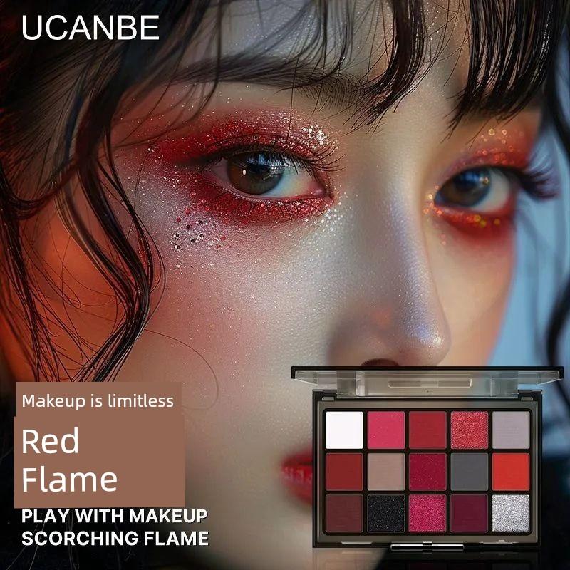 Ucanbe 15-Color Eyeshadow Palette Modern Futuristic Colorful Olive Green Gold Hong Kong Style Retro Daily Commute Light Makeup
