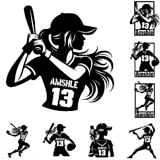 Personalized Baseball Player Wall Decal Custom Name Number Sports Wall Decal Sport Player Jersey Decal Sticker Gifts for Baseball Lover Decor for