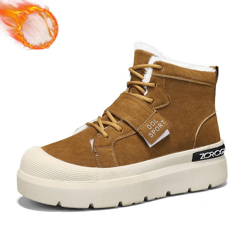 

Мужские зимние теплые ботинки на шнуровке, ботинки из искусственной замши, короткие ботинки с нескользящей подкладкой из искусственного меха, спортивная обувь для походов и прогулок для мужчин 44