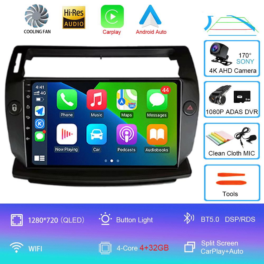 For Citroen C4 C-Triomphe C-Quatre 2004 - 2012 Screen Android 14 Car Radio Multimedia Player CarPlay Android Auto Car 4G WiFi