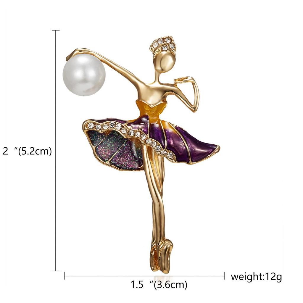 High-End Rhinestone Ballet Dancer Brooch for Women