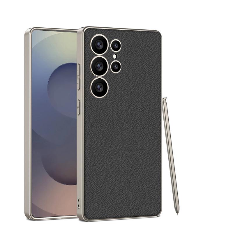 Applicable to Samsung S26Ultra mobile phone case 25Ultra metal lacquered leather S24U all-inclusive anti-drop protective case