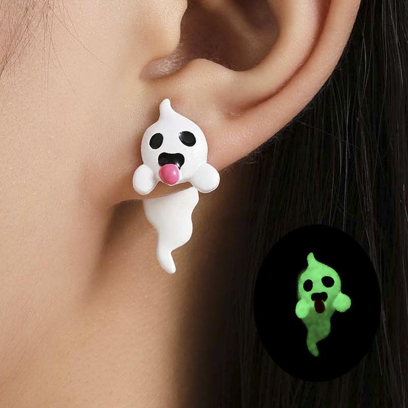 Halloween Ghost Elegant Earrings Striking Glow In The Dark Charming Alloy Ear Studs For Women