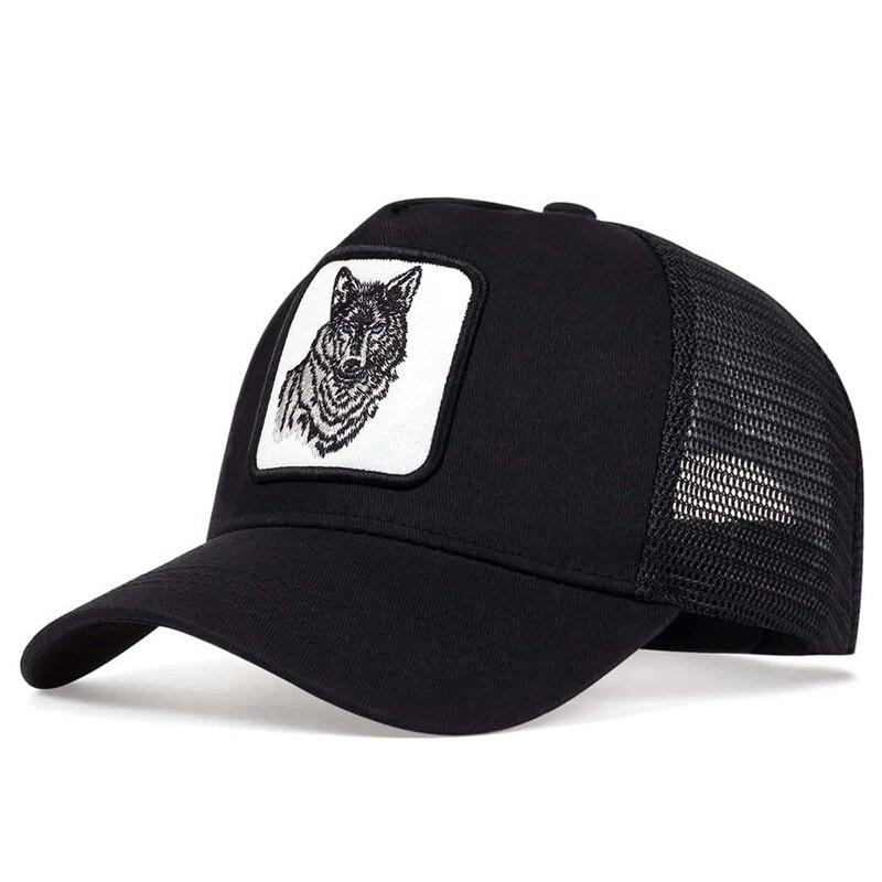 

Unisex Wolf Embroidery Baseball Net Caps Spring and Summer Outdoor Adjustable Casual Hats Sunscreen Hat чорний білий колір