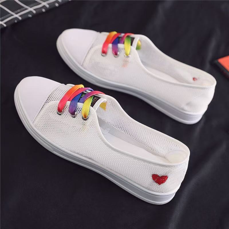 New low-top canvas shoes female student flat casual shoes sports casual board shoes lazy little white shoes