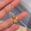 Ancient gold crafts Dreamy design double hammer small star necklace fashion brushed light luxury charm collar chain  gift