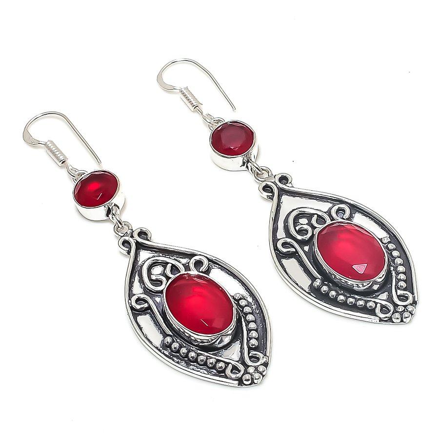 

Натуральный гранат ручной работы серьга из стерлингового серебра 925 пробы 2,76 o8e11