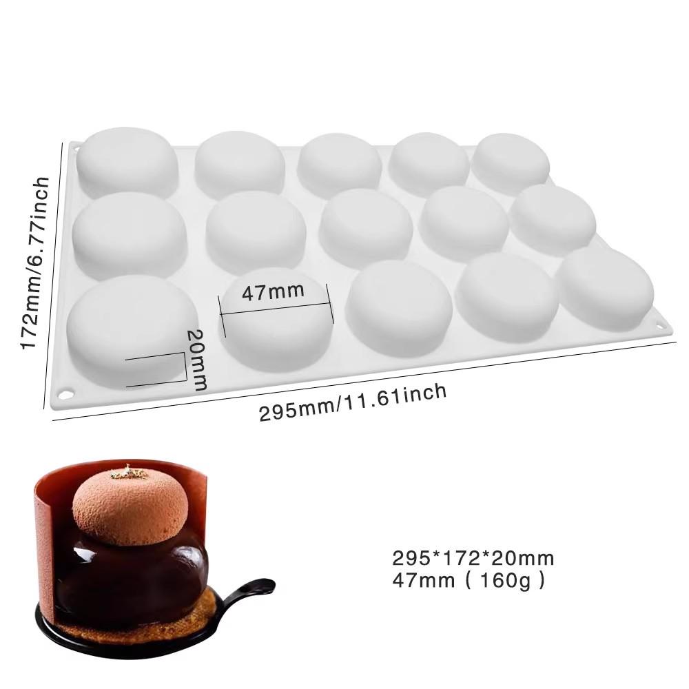 8-Cavity Round Mousse Cake Mold, 3D Silicone for Mirror Glaze and Desserts