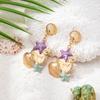 Summer New Fashionable Colorful Oil-dropping Starfish Shell Earrings Are Suitable for Women's Daily Beach Vacation Wear