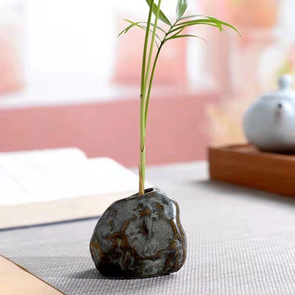 Smooth Stone Vase Ornament DIY Hydroponic Flower Vases Ceramic Mini Vases Hotel Supplies