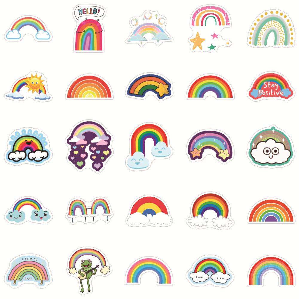 50 Waterproof Rainbow Graffiti Stickers for Suitcases, Notebooks, Scooters, and Phone Cases