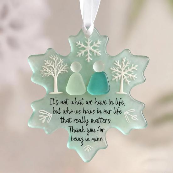 Snowflake-Shaped Sea Glass Friendship Decor Handmade Sea Glass Art Christmas Ornament Coastal Friendship Keepsake