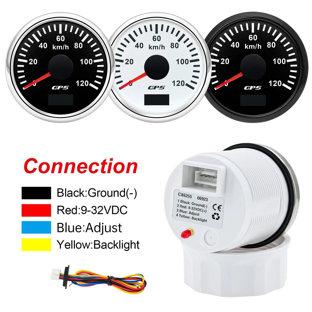 AD 7 Color Backlight 52MM Digital GPS Speedometer Gauge KMH Suitable For Both 12V And 24V Vehicles Waterproof Boat Yachts