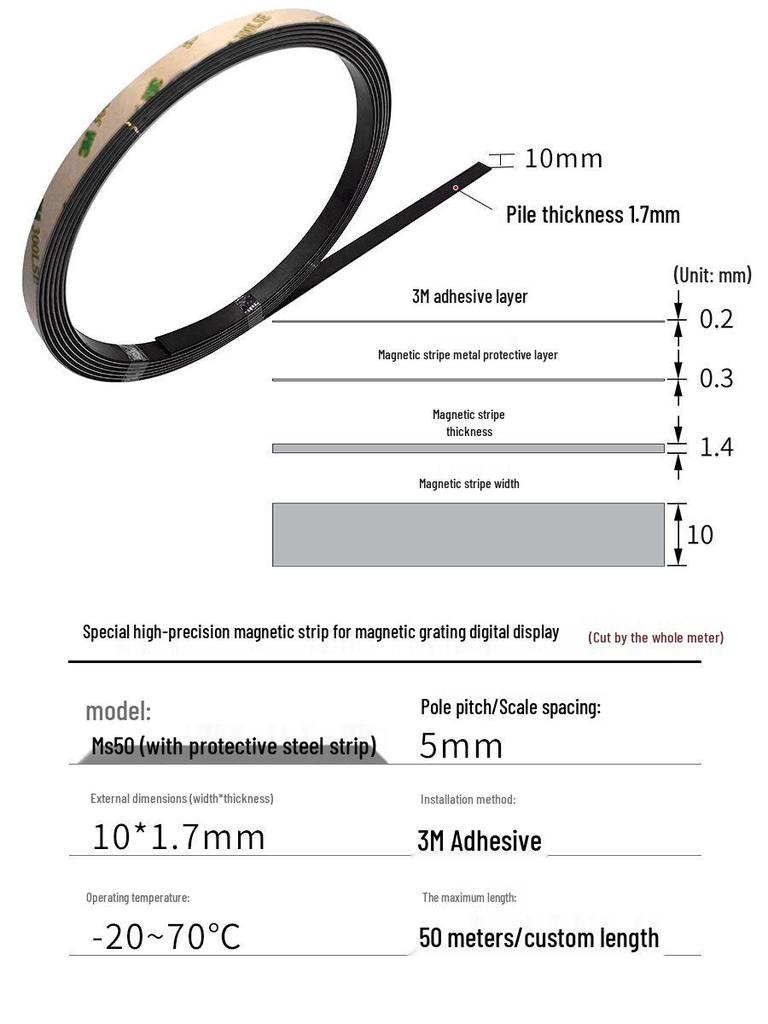 High-Precision Magnetic Grating Digital Display Ruler for Stone, Door, and Window Measurements