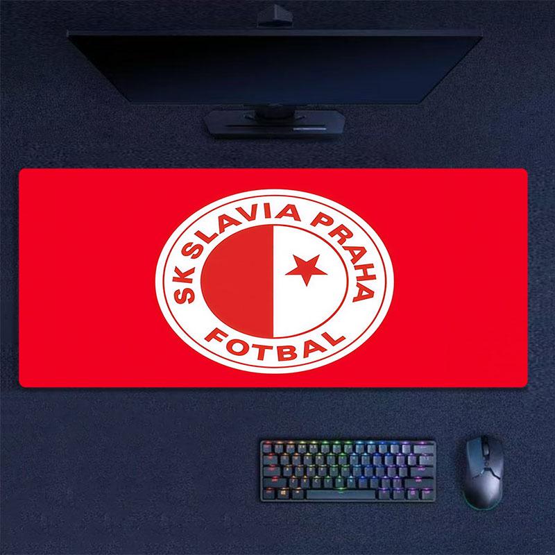 SK Slavia Praha Art Mouse Pad, Large Gaming Desk Mat, Non-slip XXL Mousepad for Laptop & Tablet, Mini PC Playmat with Stitched Edges