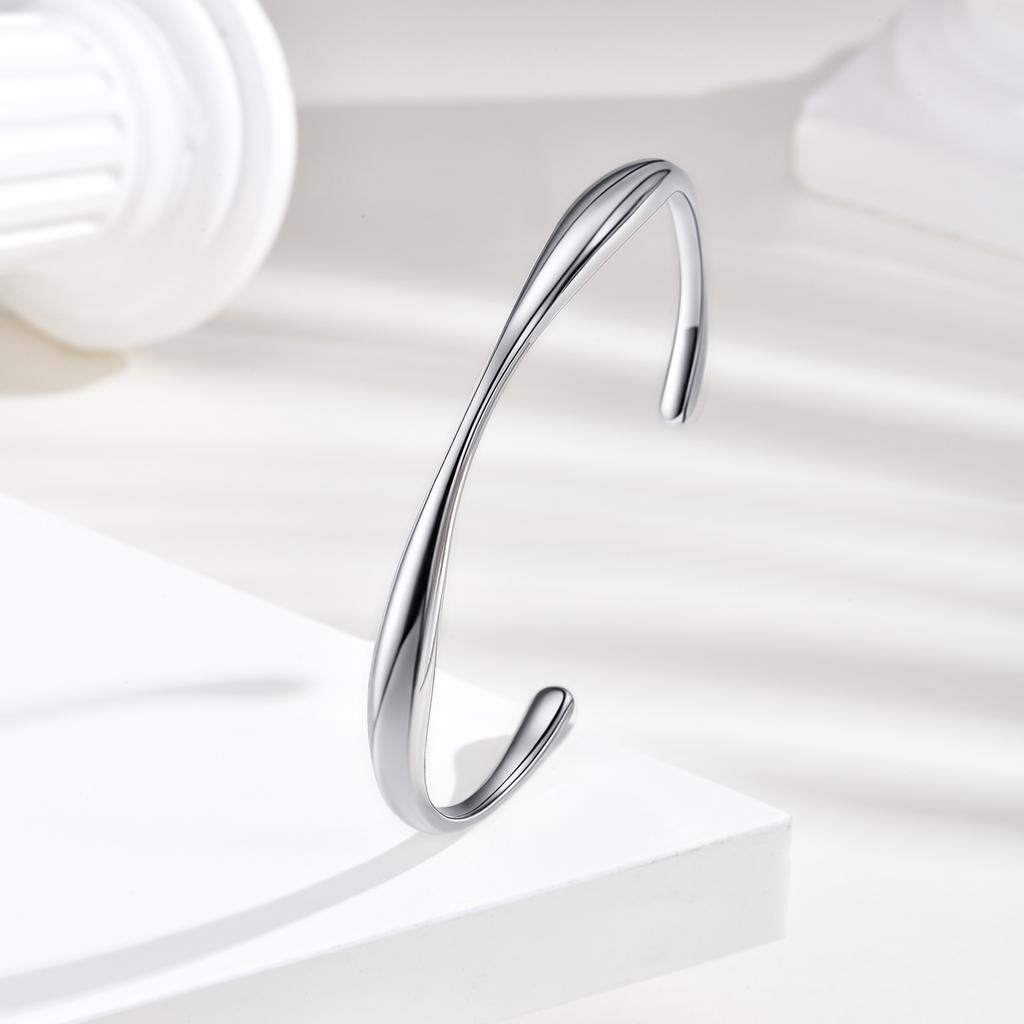 Bracelet jonc minimaliste à ouverture pour femme, Manchette en acier inoxydable pour poignet, Bracelets empilables, Bijoux lisses très polis