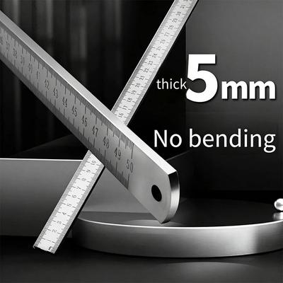 50cm Stainless Steel Ruler Thickness 5mm Silver Steel Ruler High Temperature Quenching No Bending Ruler
