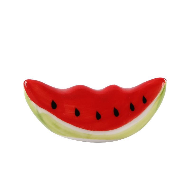 Multifunctional Watermelon Ceramic Chopstick Rest Portable Spoon Fork Tableware Holder Cute Pen Rack for Kitchen Office Desk
