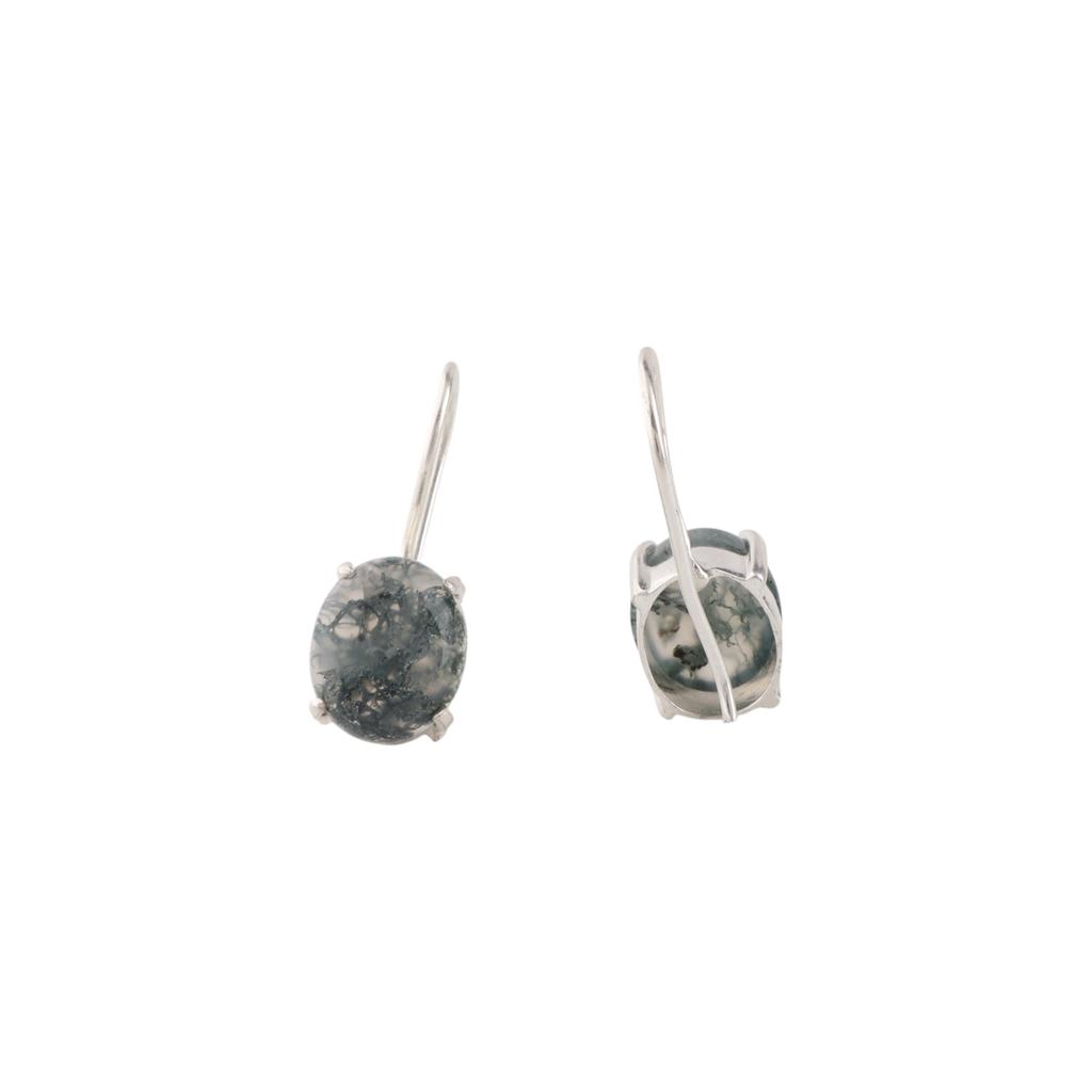 Natural Moss Agate Gemstone 925 Sterling Silver Jewelry Handmade Earrings 1.05" EE-173-33