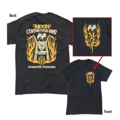 Cultura Clásica de Coches Tuner Americanos Camiseta con Estampado Gráfico Mooneyes Moon Hombres Mujeres Moda Hip Hop de Calle Informal Holgado Oversize Top Verano Nueva Camiseta
