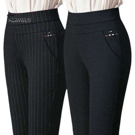 Mother Spring Pants High Waist Casual Stretch Pockets Solid Color Match Top Slim Fit Plus Size Pencil Women Clothing