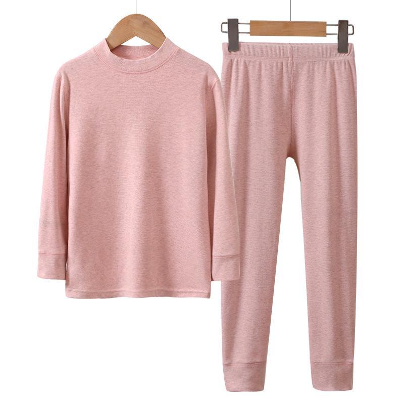 

Детский комплект термобелья: Верх и низ с полувысоким воротником, средние и большие размеры, осенне-зимняя пижама, удобная для холодной погоды. m розовый