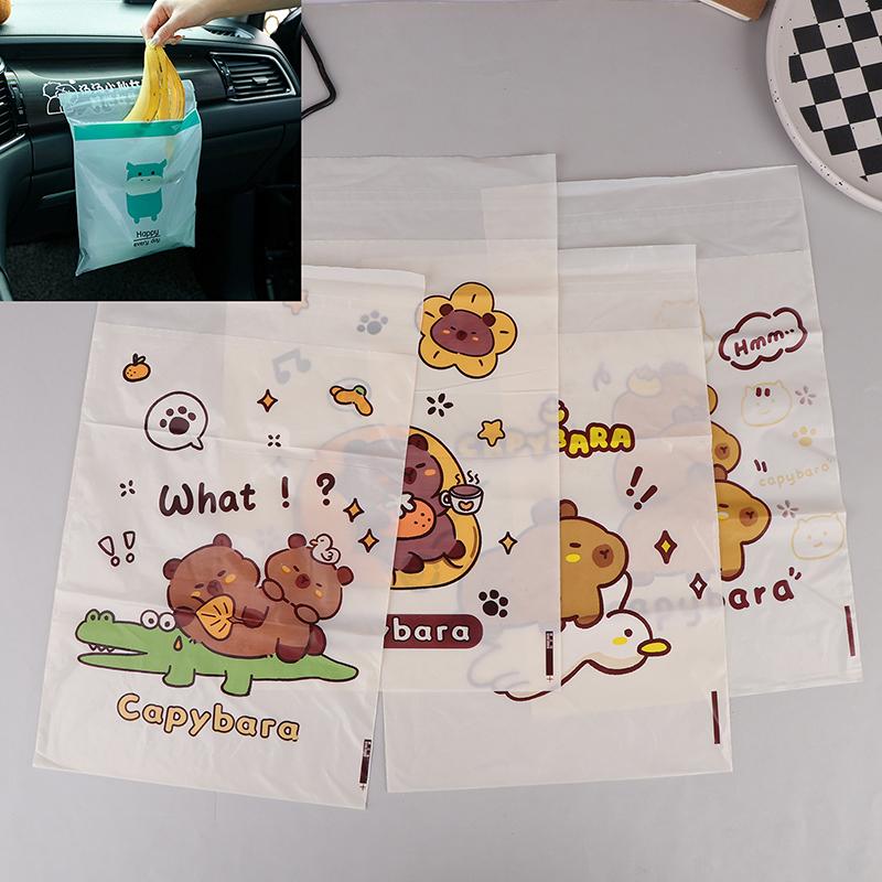 15/30Pcs Portable Universal Auto Door Seat Household Thickened Desktop Trash Can Cartoon Capybara Car Disposable Garbage Bag