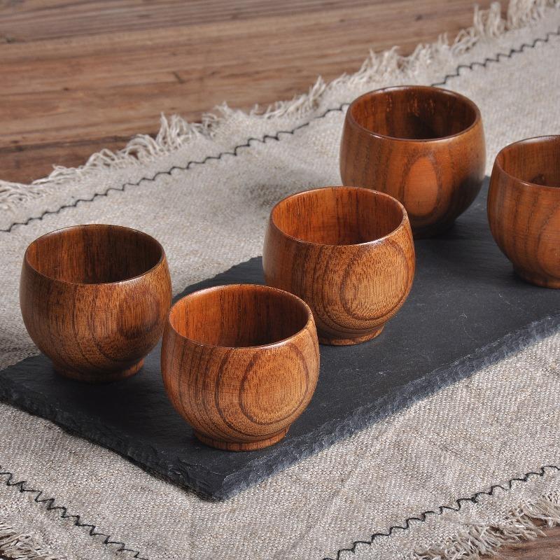 Creative Wooden Cup Japanese-style Small Teacup Anti-scalding Tea Set Tea Cup Household Solid Belly Cups Household Tableware