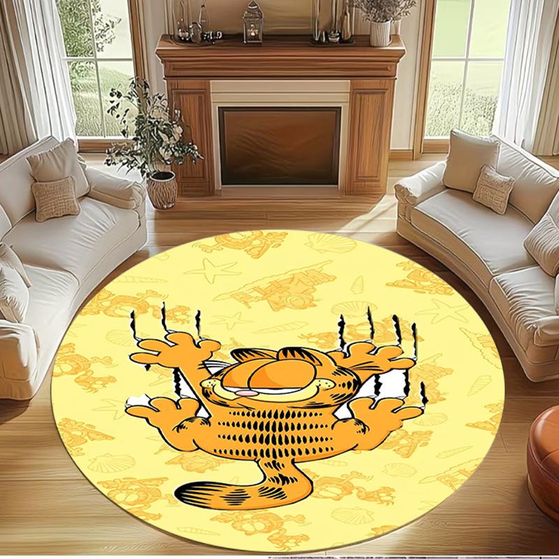Garfield Print Round Rug, Washable Floor Carpet, For Entryway Dorm Laundry Room Office Study, Home Decor Birthday Christmas Gift