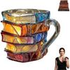 Home Novelty Coffee Cup Borosilicate Glass Cup Hand-Painted Stacked Book Mug