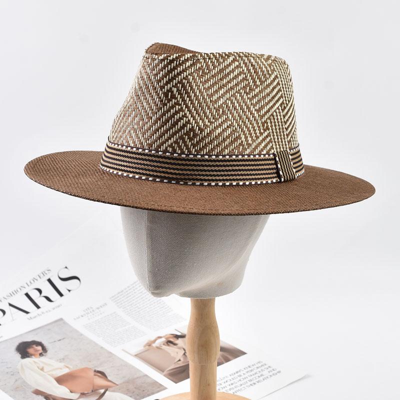 Sombrero de Paja de Verano para Hombre al Aire Libre Estilo Panamá Caballero Sombrero para el Sol de Vacaciones