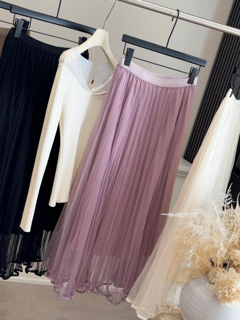 Whimsical High Waist Fairy Mesh Midi Skirt - Spring/Summer 2026 Collection
