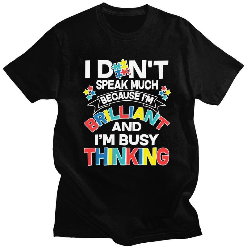 

Мужская футболка с надписью Custom Brilliant Busy Thinking Autism Awareness Quote (Индивидуальная блестящая занятая думающая цитата об осведомленности об аутизме), короткий рукав, 100% хлопок, повседневная, стритвир - M... S разноцветный