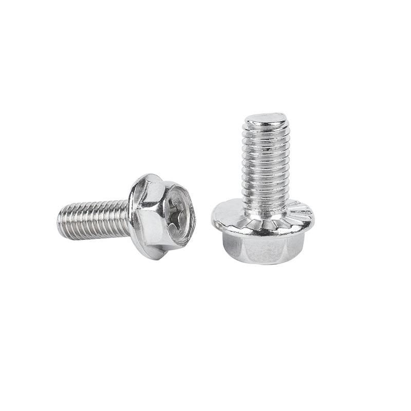 304 Stainless Steel Cross Recessed Tooth Flange Screw with Anti-slip Hex Head Bolt